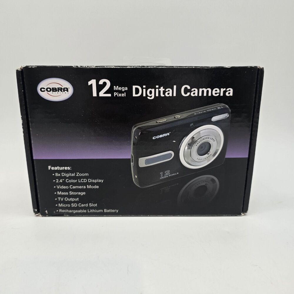 Cobra 12MP Digital Camera DCA 1220 BLACK  Works Great BOX, CASE, CD, PAPERS 🔥🔥